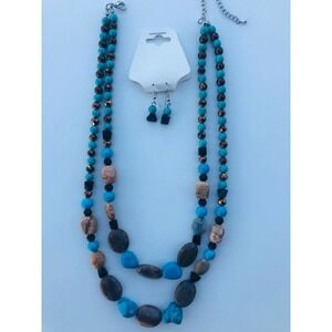 Multicolor Necklace & Earrings. 18‎ In